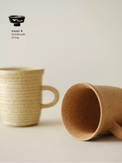 Caramel Oatmeal Stoneware Mug, Reactive Glaze, Handmade Look