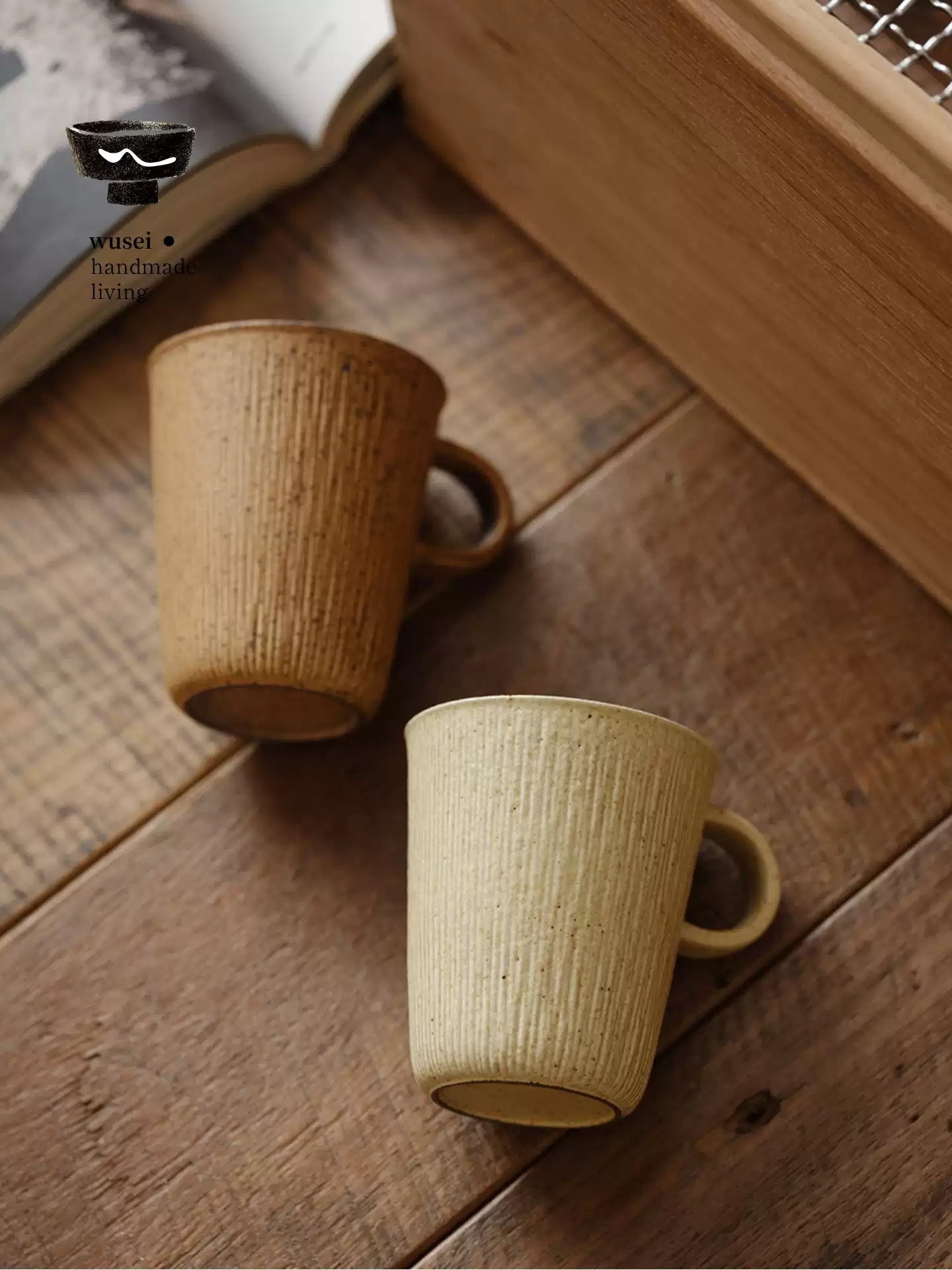 Caramel Oat Reactive Glaze Stoneware Mug, Wabi-Sabi Style