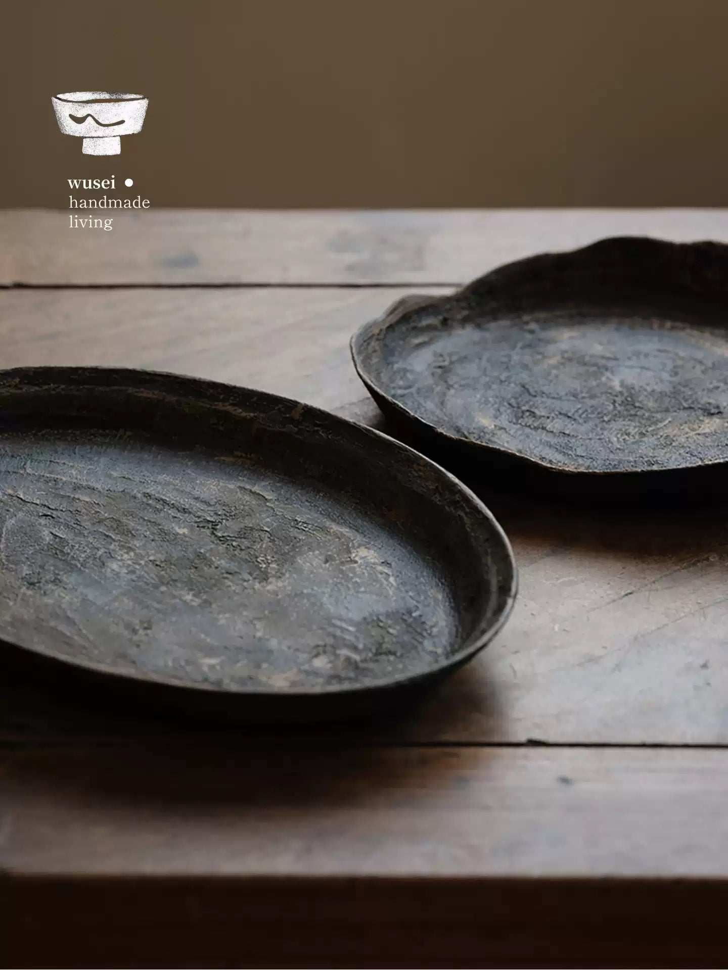Handmade Lacquer Trays, Antique Brown Textured