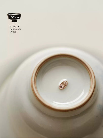 Hand-Painted Sky-Blue Ru Kiln Gaiwan with Fish Motif
