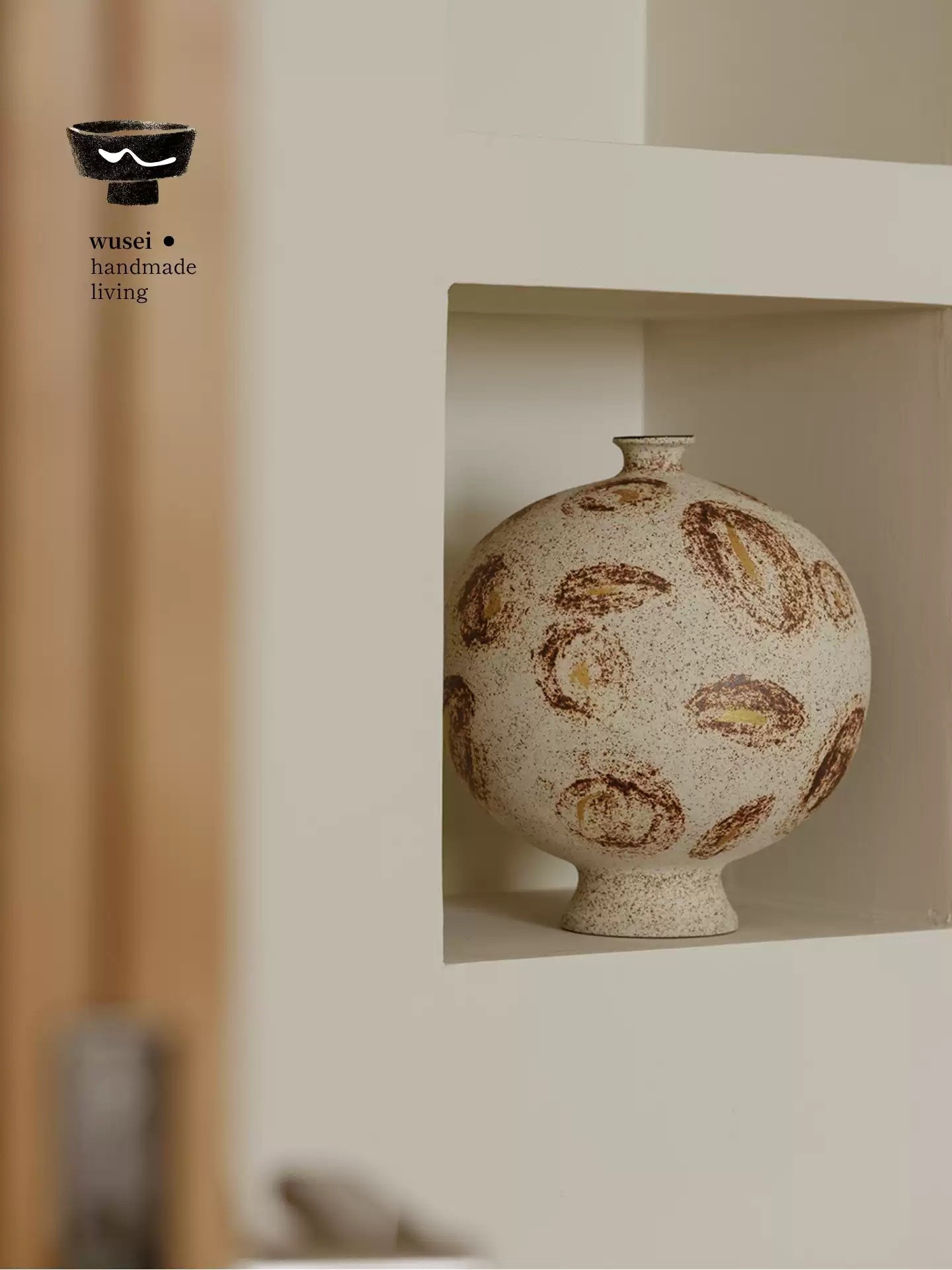 Handmade Wabi-Sabi Speckled Ceramic Vase from Jingdezhen