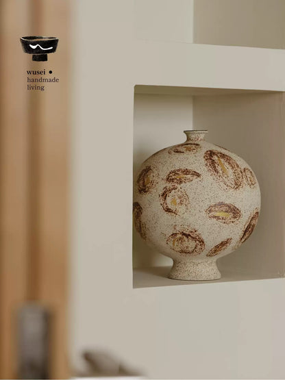 Handmade Wabi-Sabi Speckled Ceramic Vase from Jingdezhen