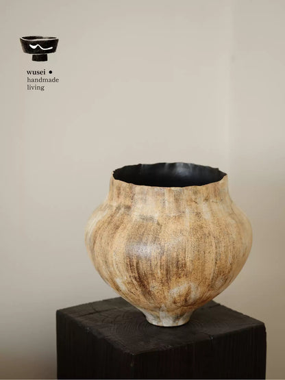 Handmade Wabi-Sabi Slip-Glazed Ceramic Vase