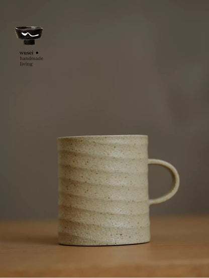 Caramel Oatmeal Stoneware Mug with Textured Glaze