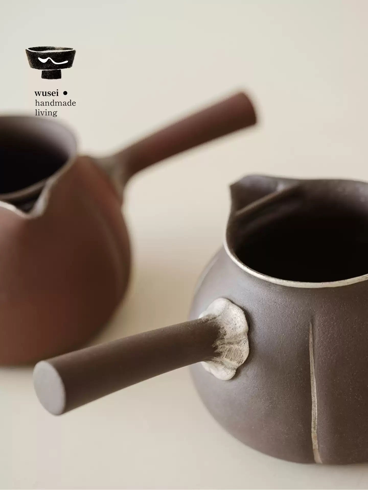 Old Rock Clay Side-Handle Teapot & Charcoal Stove Set with Silver Accents
