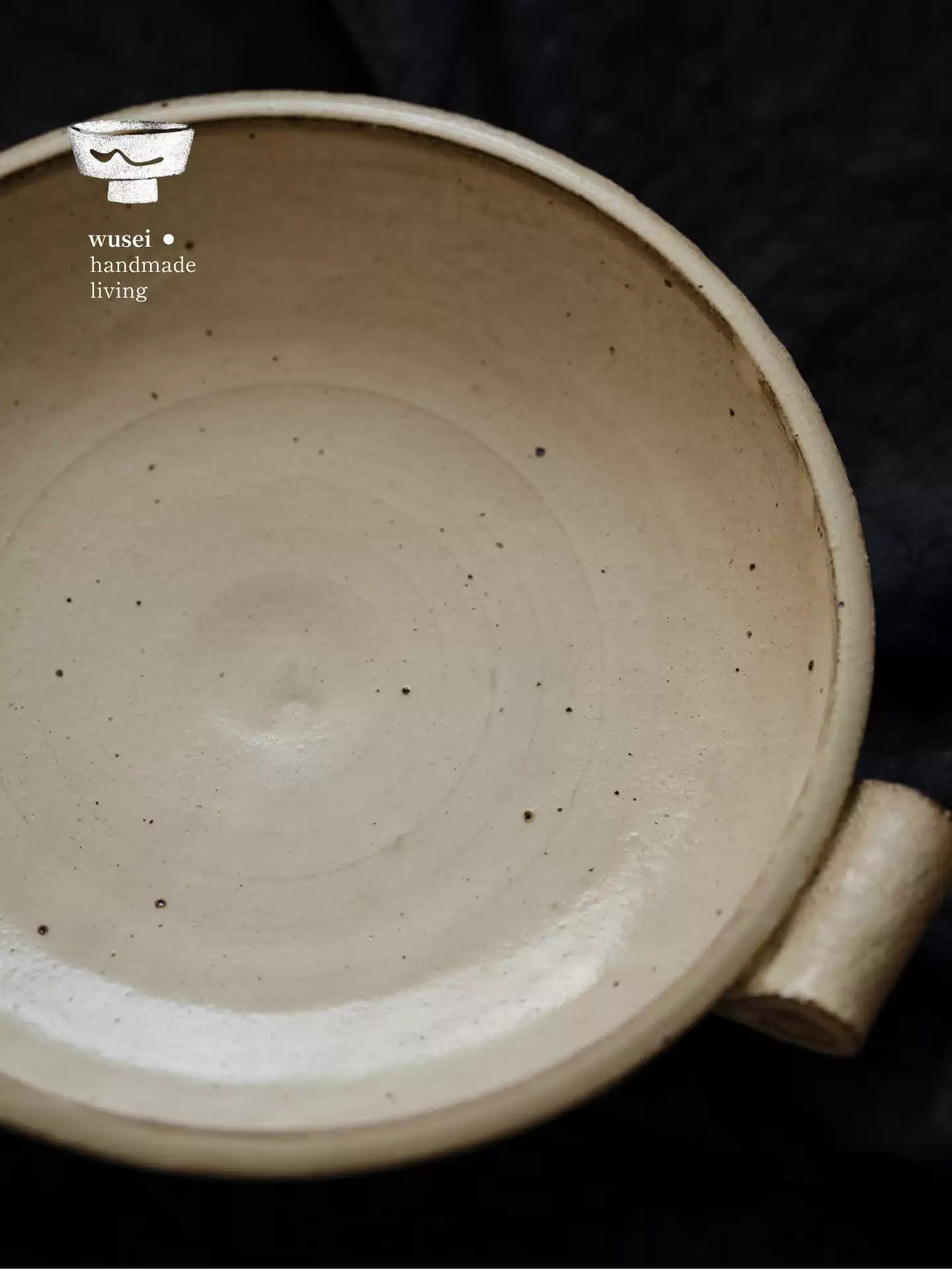 Handmade Stoneware Footed Plate, Wabi-Sabi Glaze, Handles