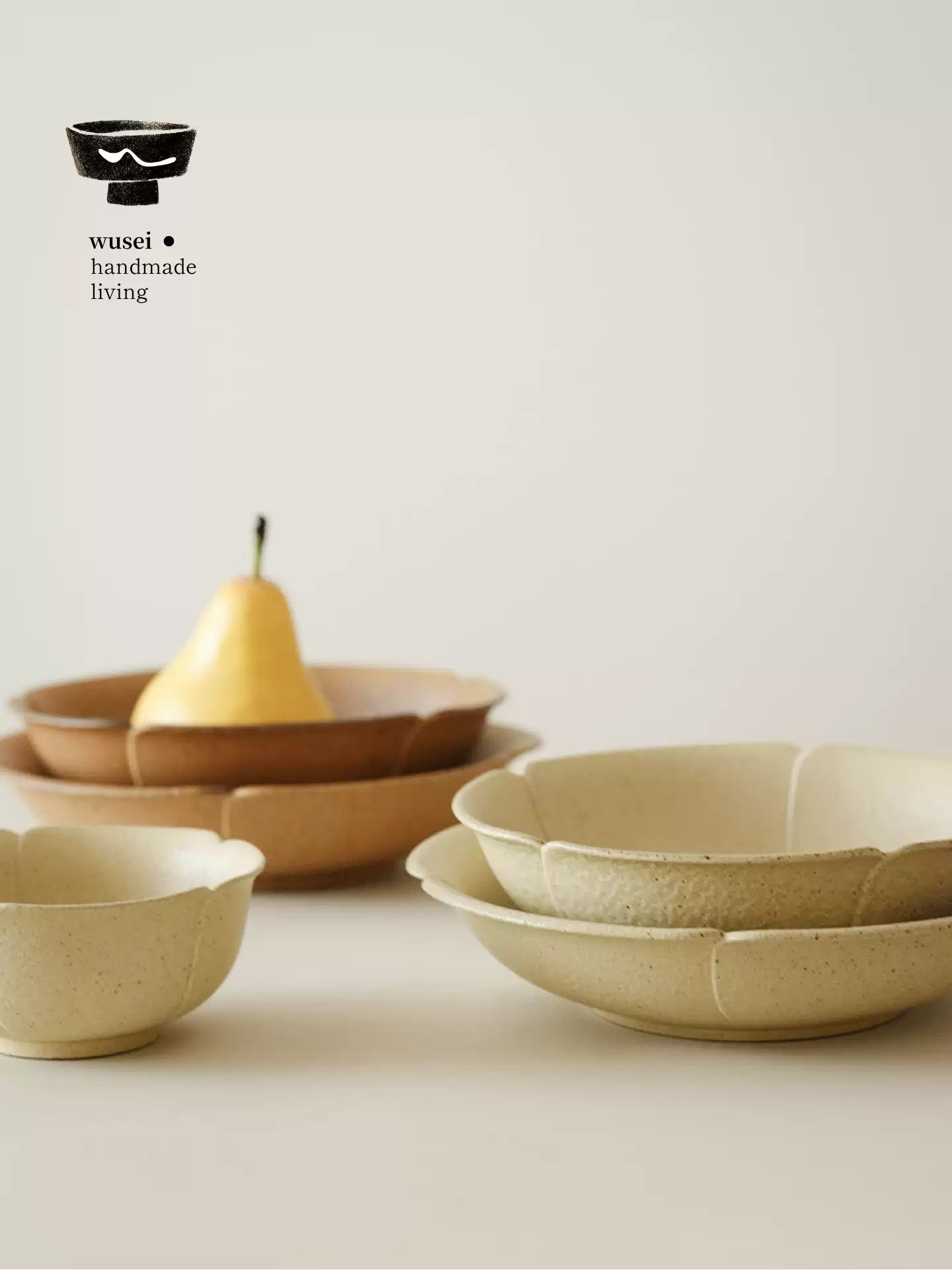 Peach Blossom Ceramic Serving Bowl in Oatmeal Caramel Glaze