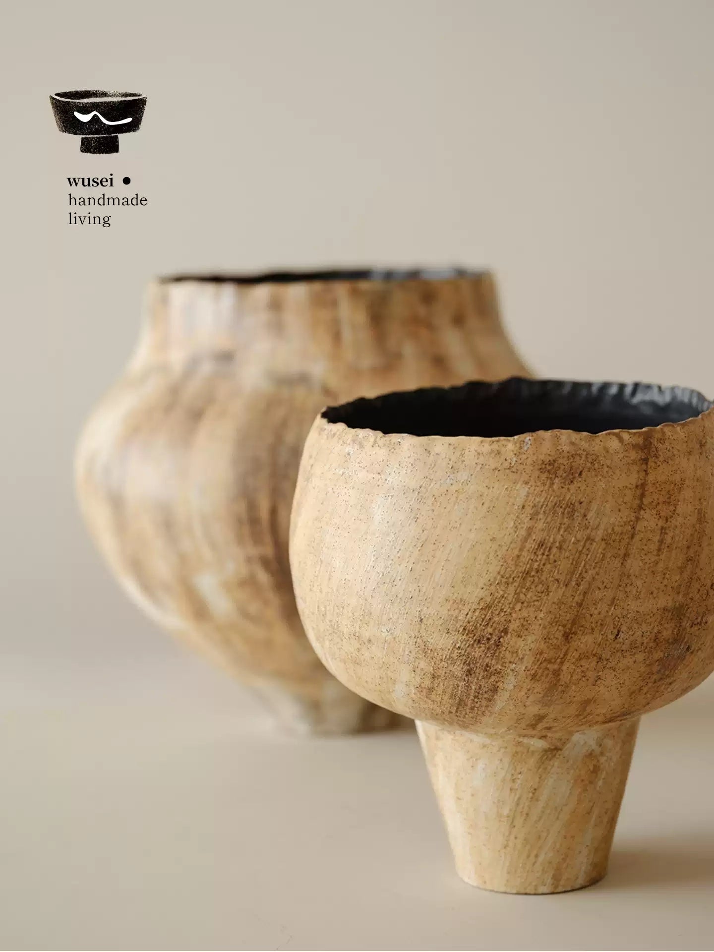 Wabi-Sabi Handmade Ceramic Vase - White Clay Texture