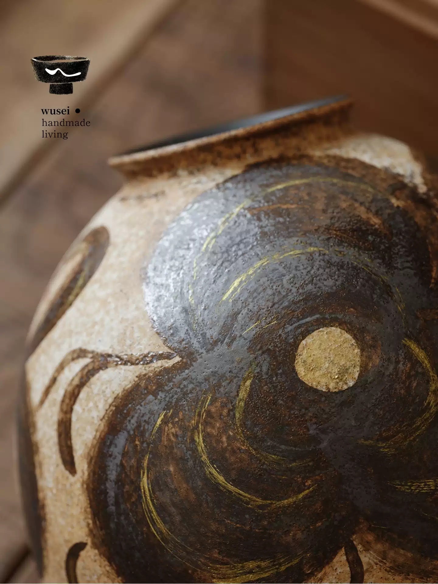 Handmade Slip-Glazed Ceramic Vase – Wabi-Sabi Table Decor