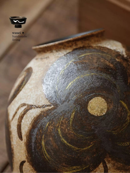 Handmade Slip-Glazed Ceramic Vase – Wabi-Sabi Table Decor