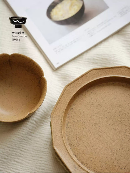 Twelve-Sided Stoneware Plate | Rustic Reactive Glaze