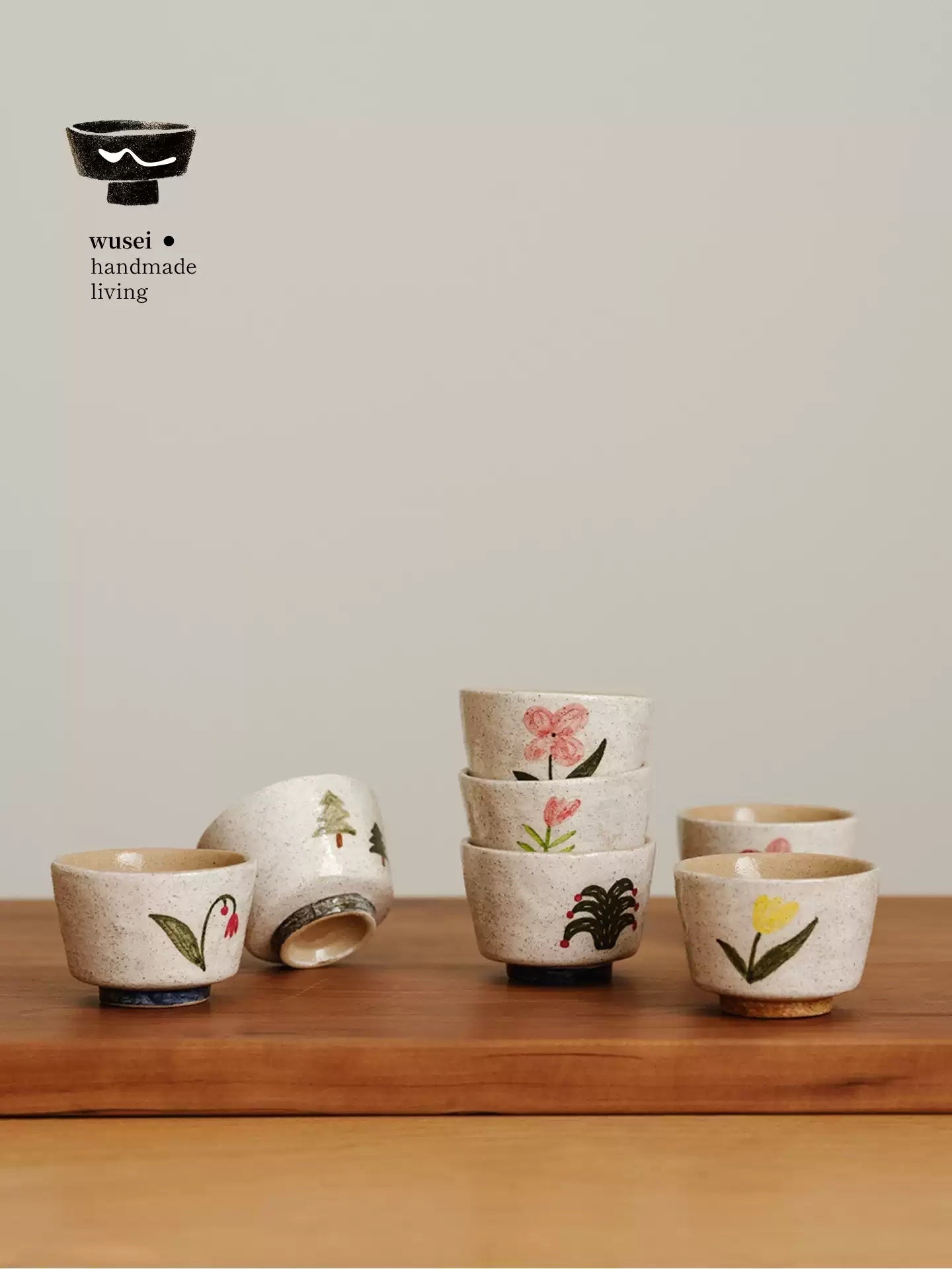 Hand-Painted Ceramic Tea Cup | Forest Floral Design