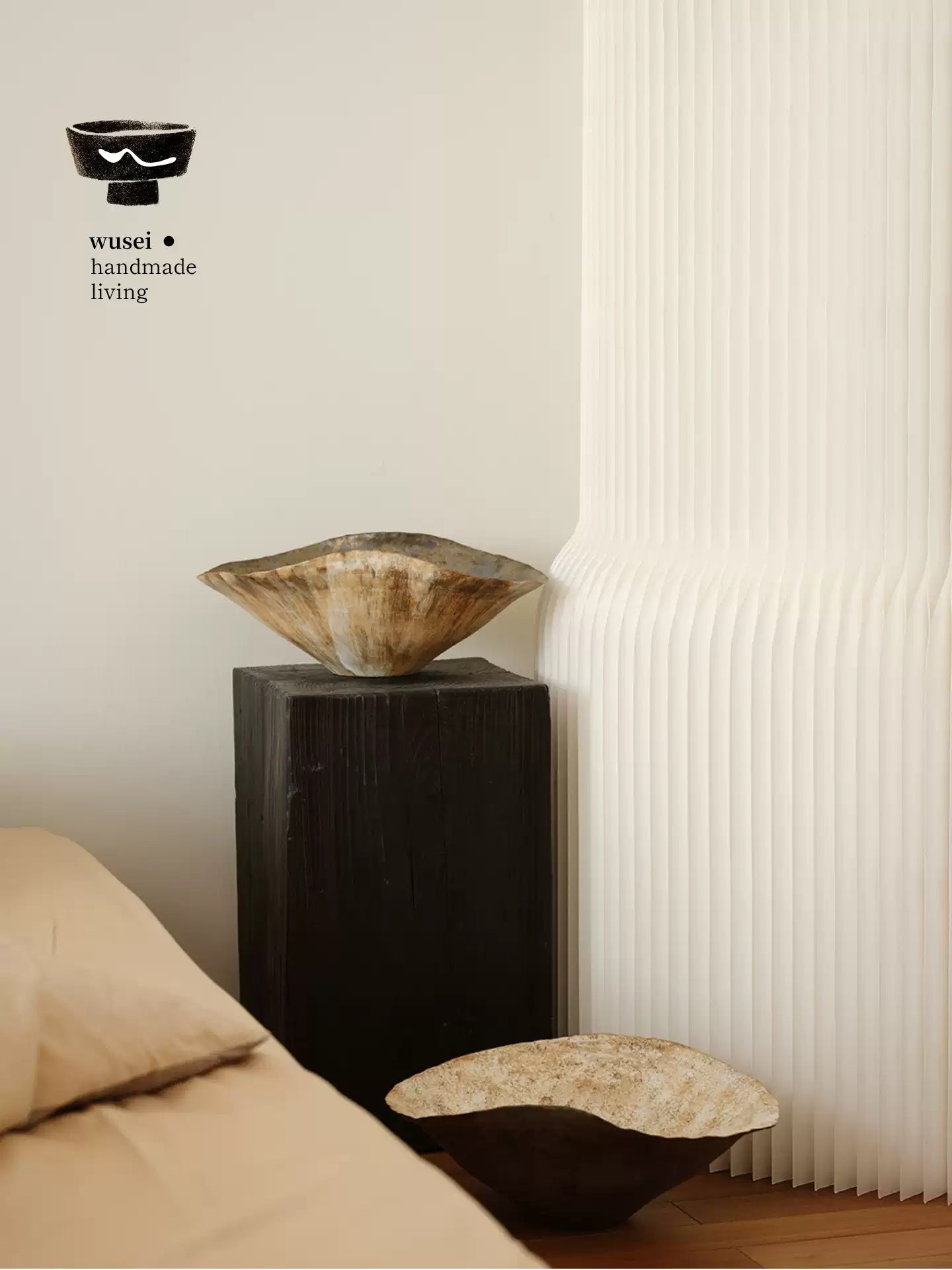Ceramic Lotus Leaf Planter with Wabi-Sabi Textured Finish