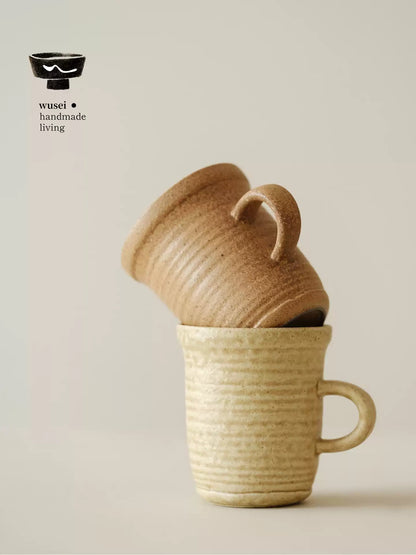Caramel Oatmeal Stoneware Mug, Reactive Glaze, Handmade Look
