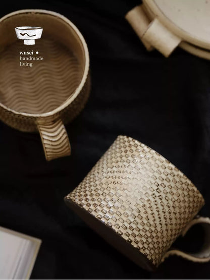 Handmade Speckled Ceramic Mug, Wabi-Sabi Textured Coffee Cup