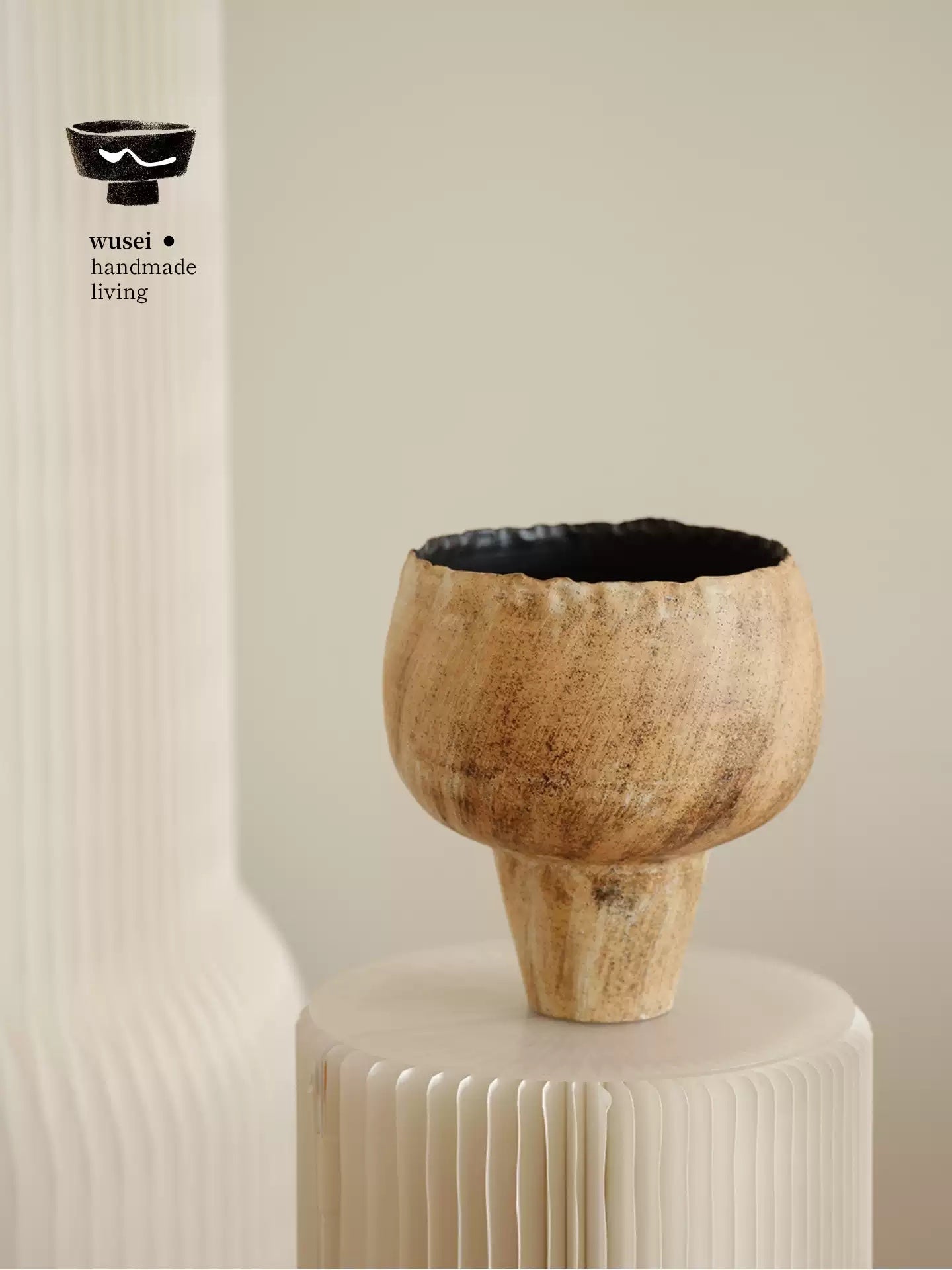Wabi-Sabi Handmade Ceramic Vase - White Clay Texture