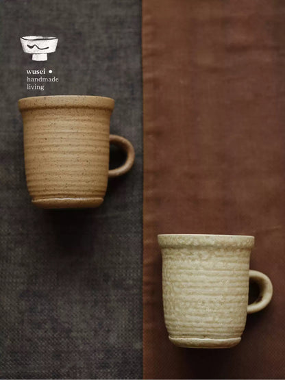 Caramel Oatmeal Stoneware Mug, Reactive Glaze, Handmade Look