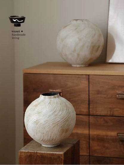 Wabi-Sabi Brushed Ceramic Vase, Handmade, Two Sizes