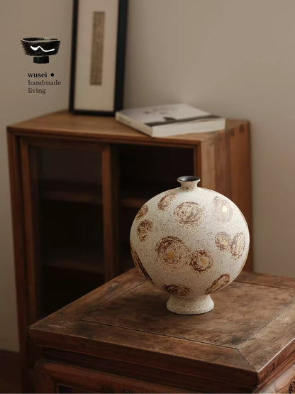 Handmade Wabi-Sabi Speckled Ceramic Vase from Jingdezhen