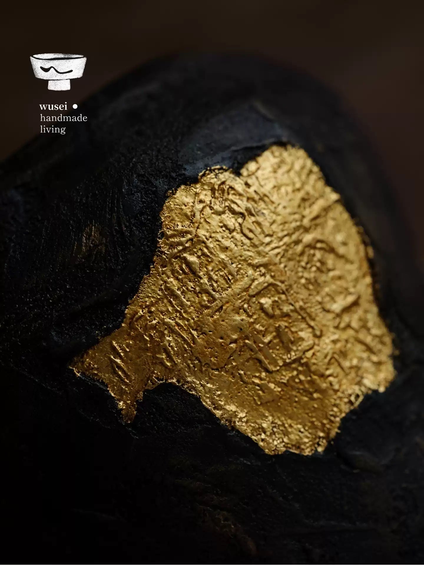 Gold Leaf Lacquer Tea Waste Bowl, Wabi-Sabi Handmade