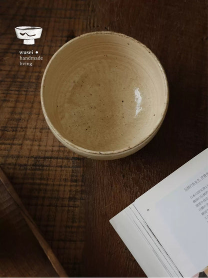 Handmade Hakeme Rice Bowl | Matte White Glaze, Ceramic