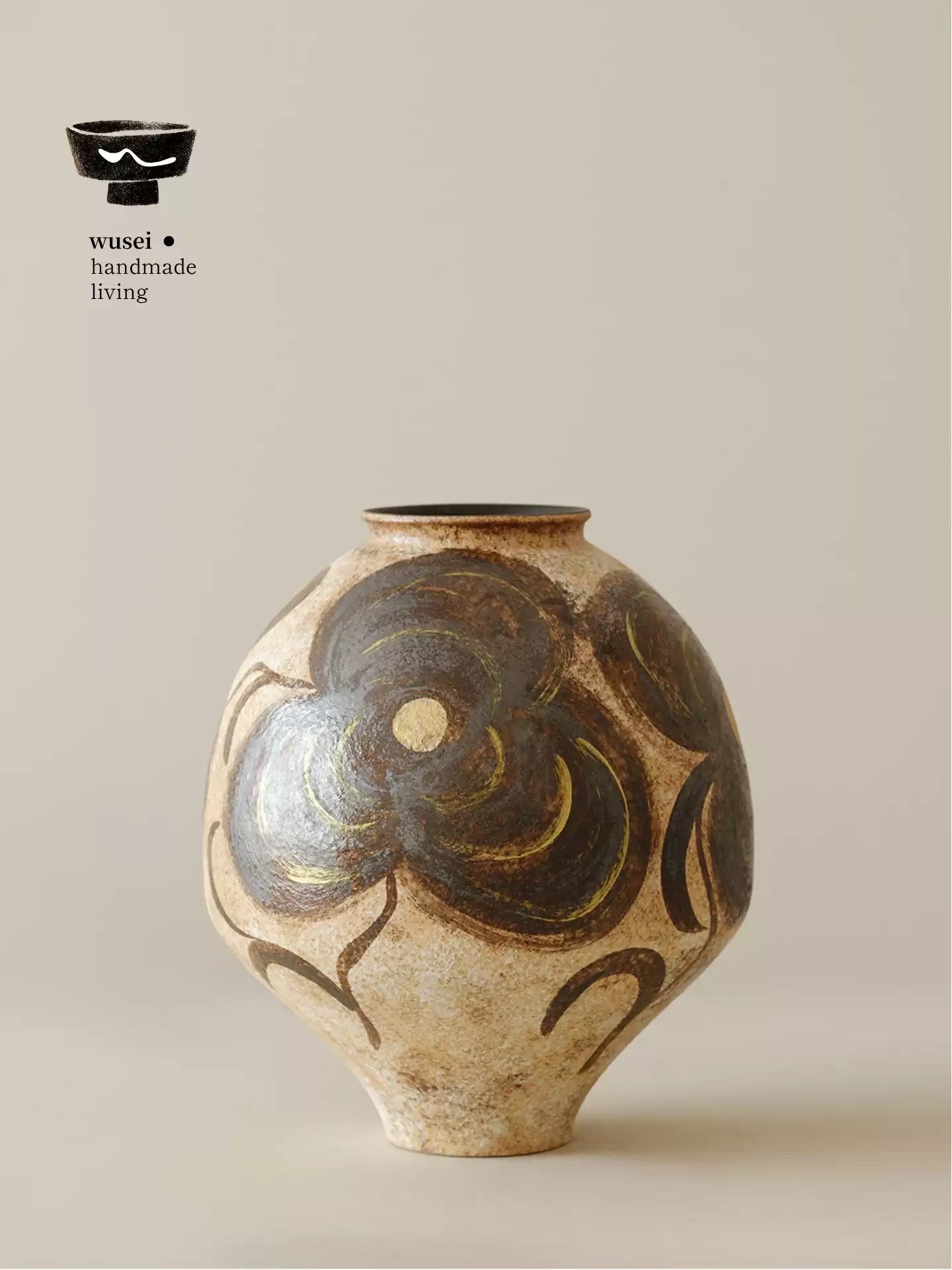 Handmade Slip-Glazed Ceramic Vase – Wabi-Sabi Table Decor