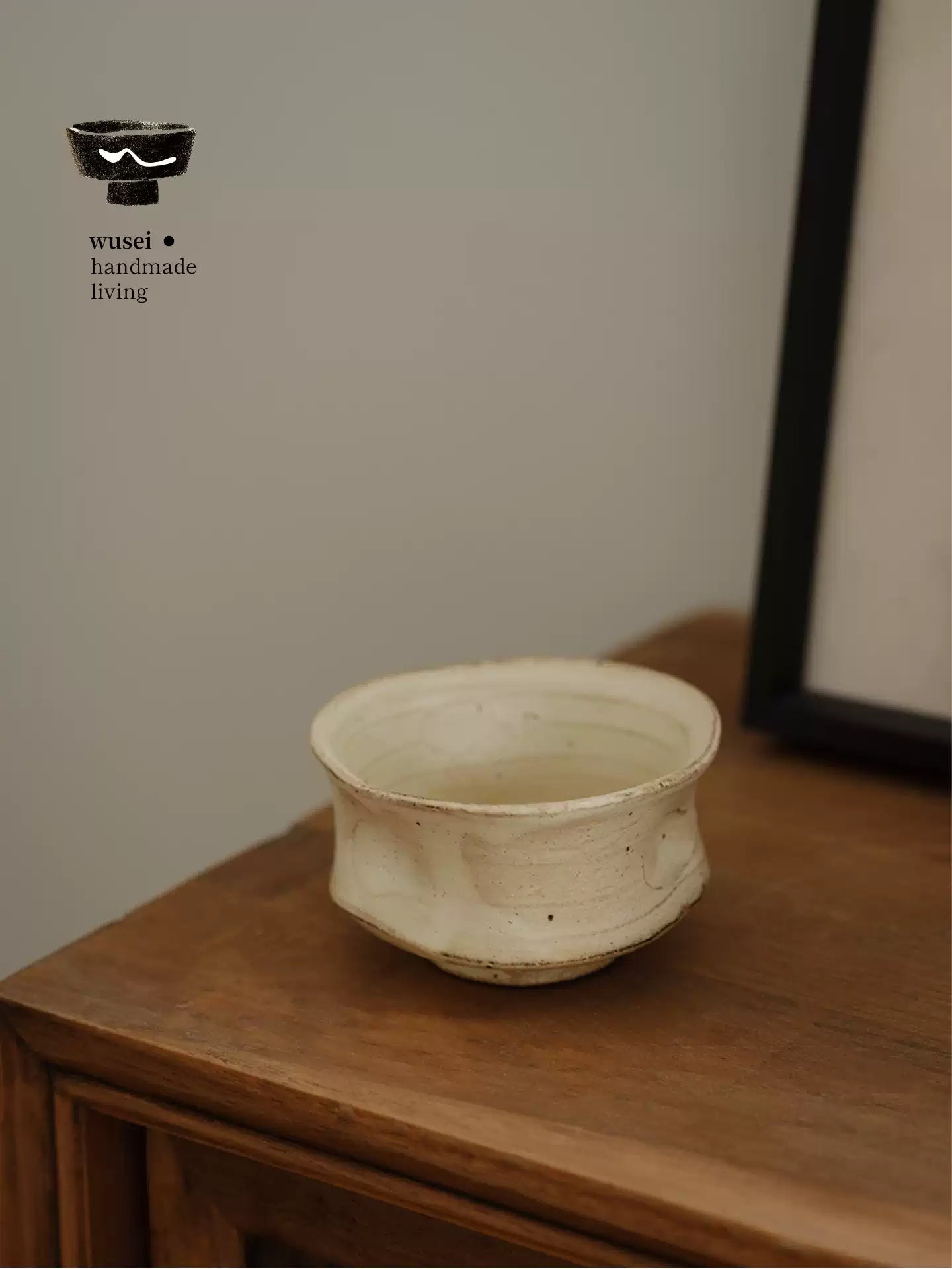 Handmade Hakeme Dimpled Tea Cup - Wabi-Sabi Rustic Pottery