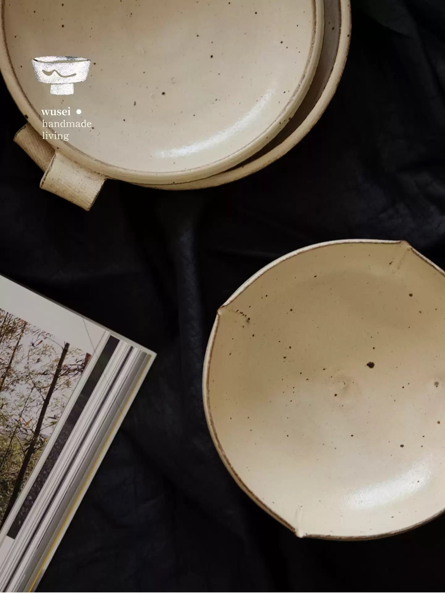Handmade Stoneware Pedestal Plate with Wabi-Sabi Glaze