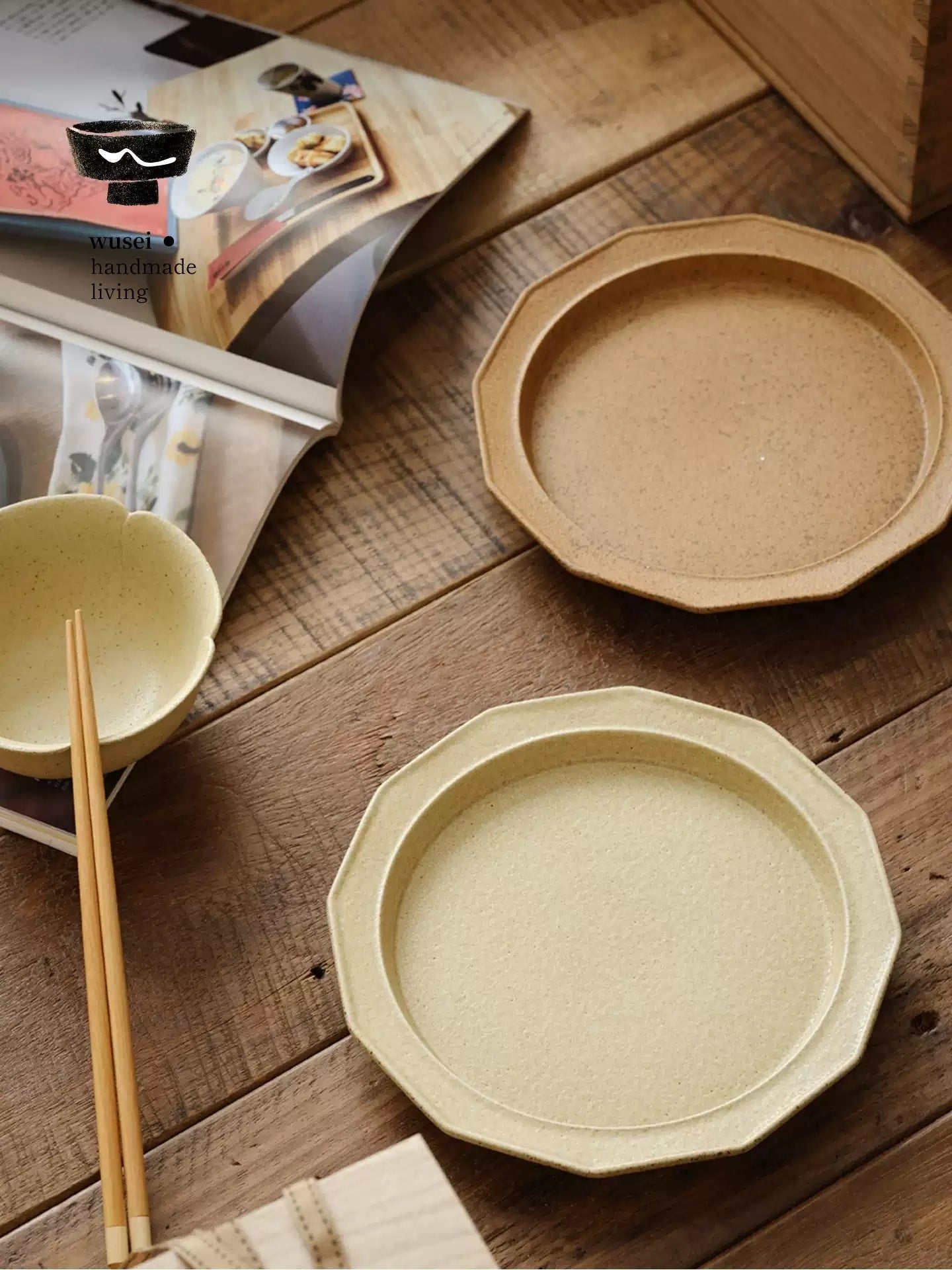 Twelve-Sided Stoneware Plate | Rustic Reactive Glaze