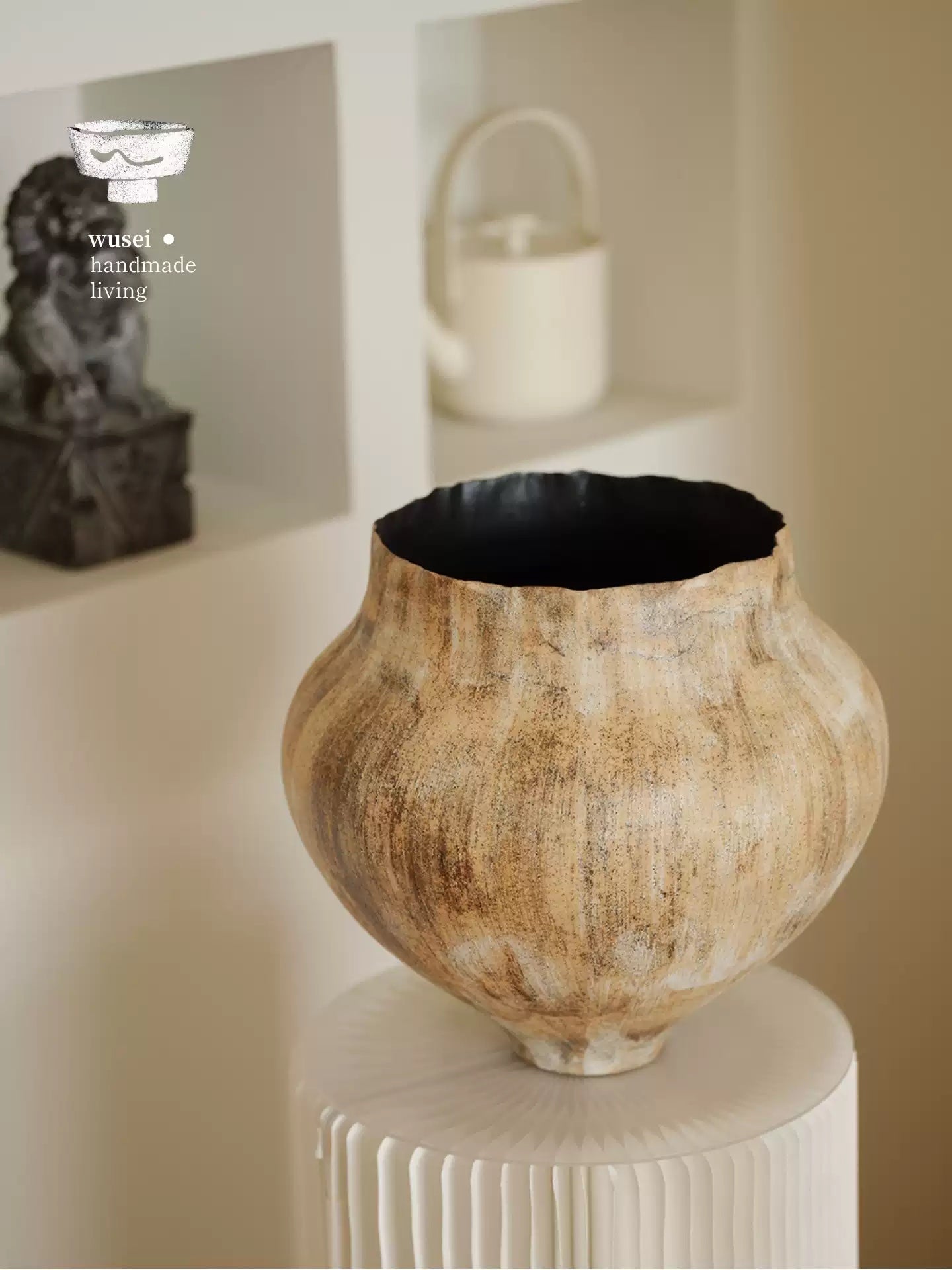 Handmade Wabi-Sabi Slip-Glazed Ceramic Vase