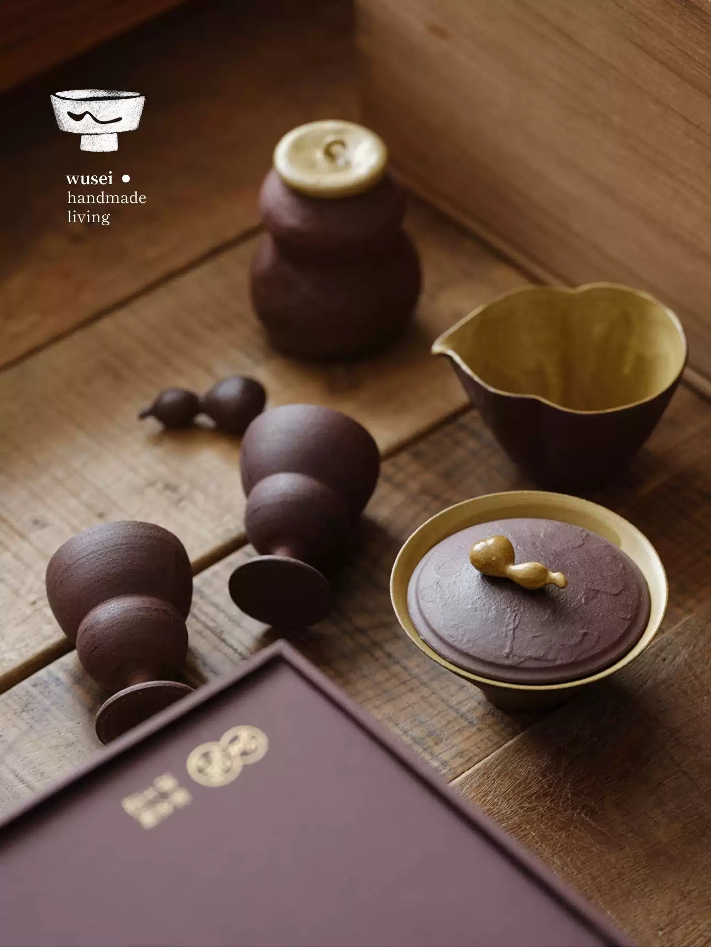 Purple Clay Teaware Gift Set - Stoneware, Natural Finish