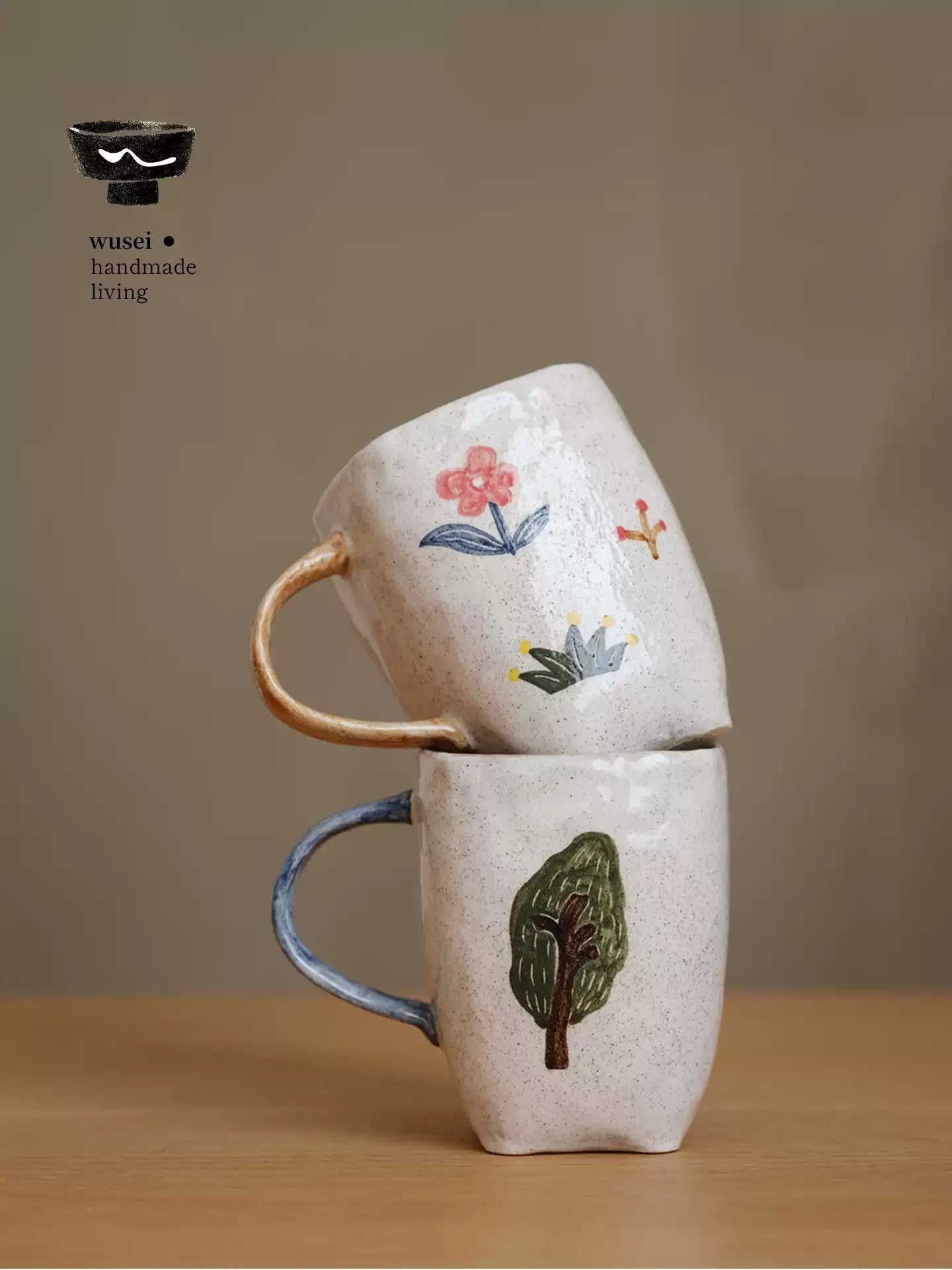 Hand-Painted Cat Coffee Mug Set – Playful Ceramic Pair for Home