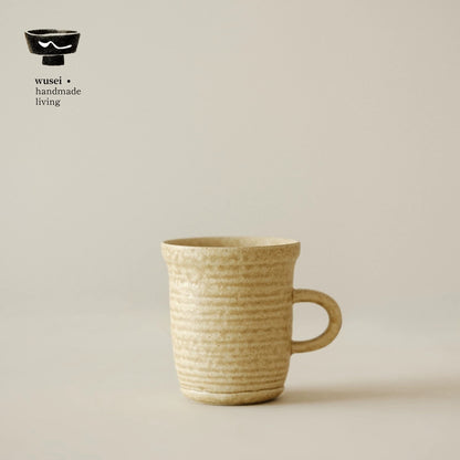 Caramel Oatmeal Stoneware Mug, Reactive Glaze, Handmade Look