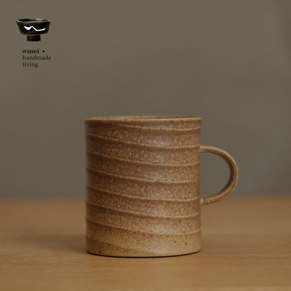 Caramel Oatmeal Stoneware Mug with Textured Glaze