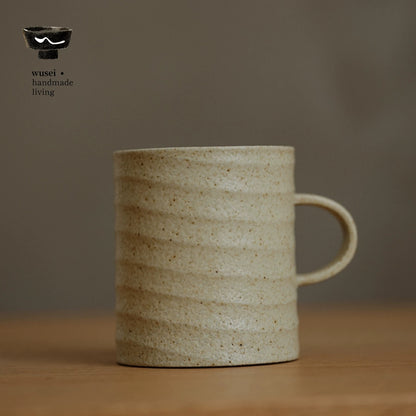 Caramel Oatmeal Stoneware Mug with Textured Glaze
