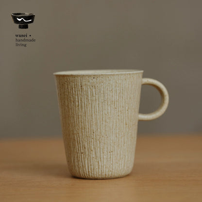 Caramel Oat Reactive Glaze Stoneware Mug, Wabi-Sabi Style