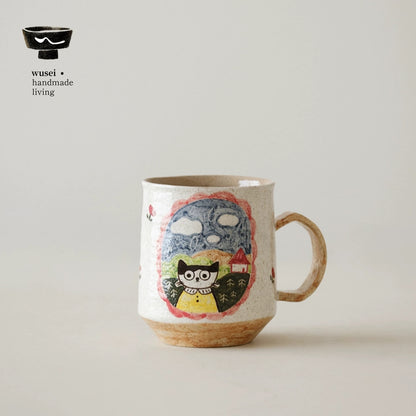 Hand-Painted Cat Ceramic Mug | Storybook Charm