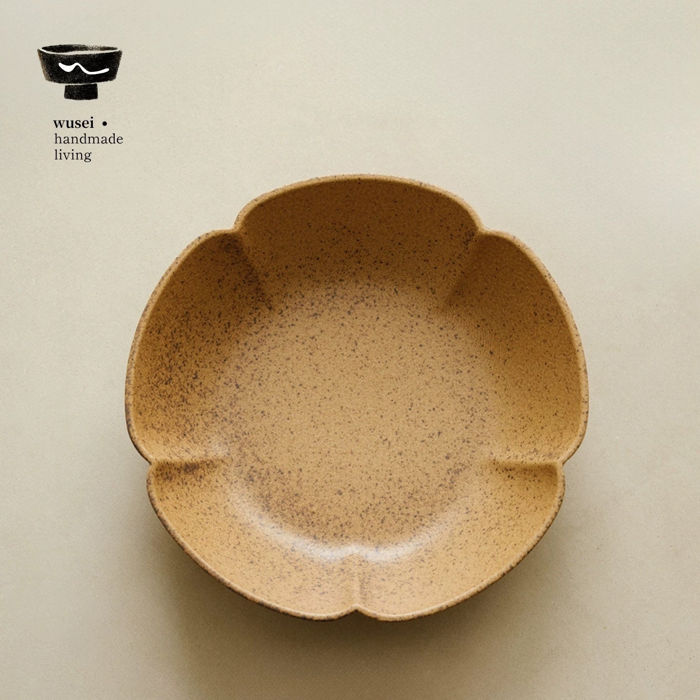Plum Blossom Reactive-Glaze Snack Plate, Oat & Caramel