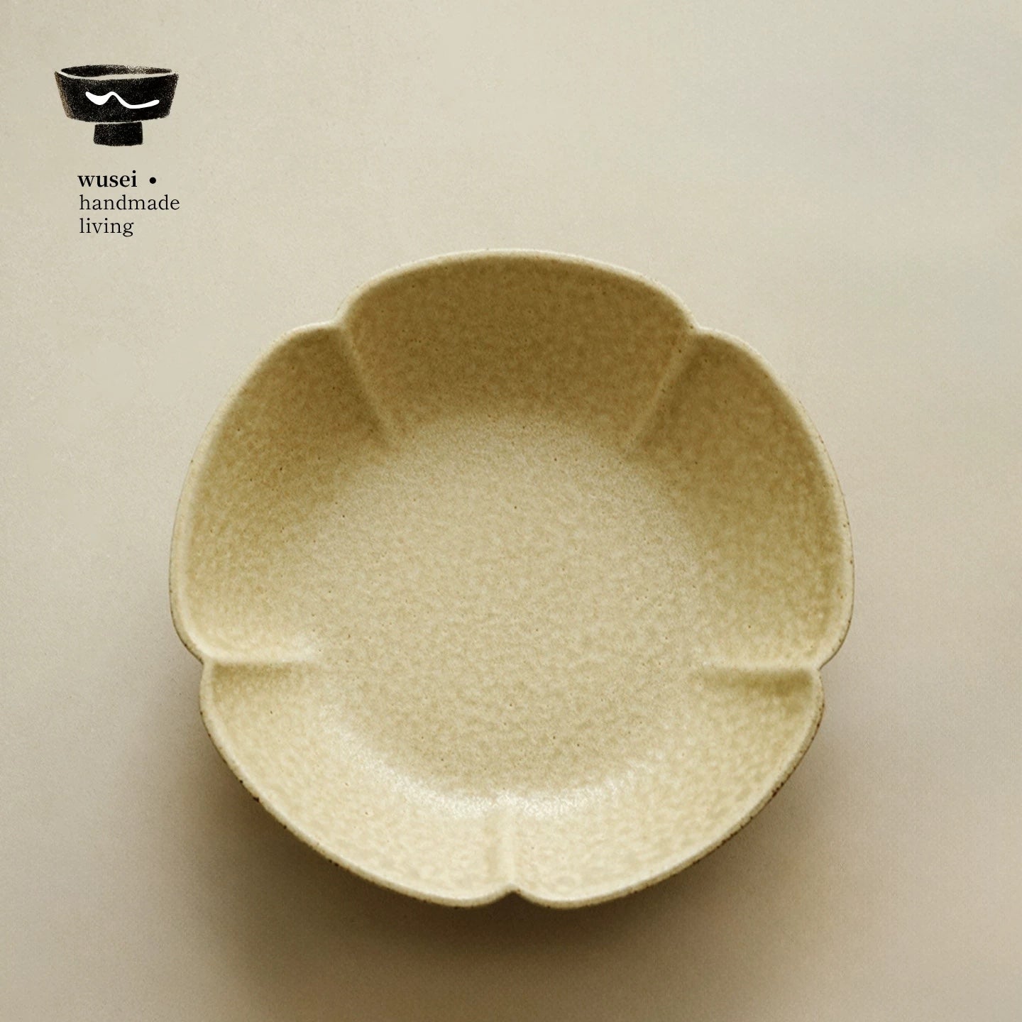 Plum Blossom Reactive-Glaze Snack Plate, Oat & Caramel
