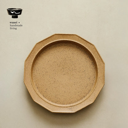 Twelve-Sided Stoneware Plate | Rustic Reactive Glaze