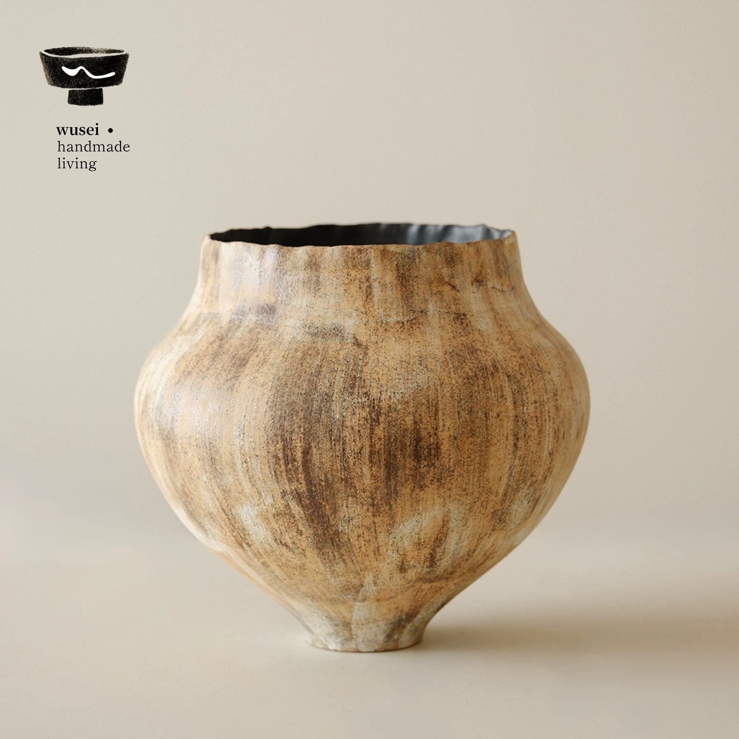 Handmade Wabi-Sabi Slip-Glazed Ceramic Vase