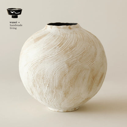 Wabi-Sabi Brushed Ceramic Vase, Handmade, Two Sizes