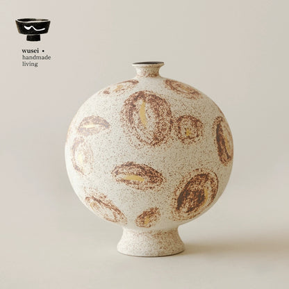 Handmade Wabi-Sabi Speckled Ceramic Vase from Jingdezhen
