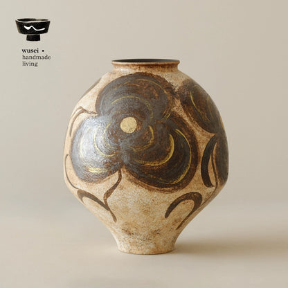 Handmade Slip-Glazed Ceramic Vase – Wabi-Sabi Table Decor