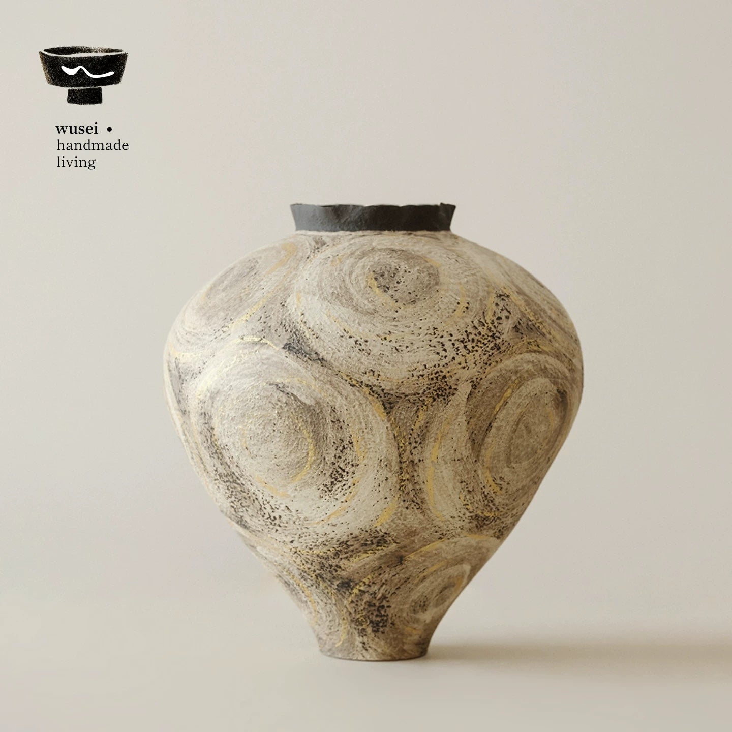 Gold-Flecked Wabi-Sabi Ceramic Vase, Handmade in Jingdezhen