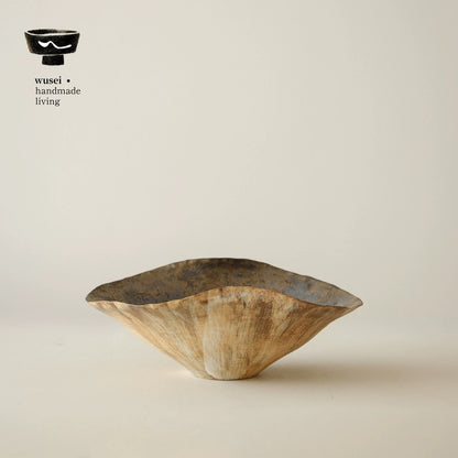 Ceramic Lotus Leaf Planter with Wabi-Sabi Textured Finish