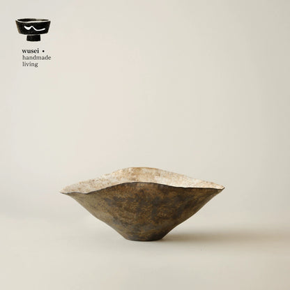 Ceramic Lotus Leaf Planter with Wabi-Sabi Textured Finish