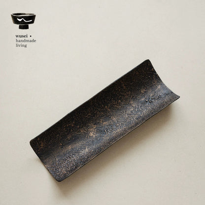 Handmade Lacquered Tea Scoop, Wabi-Sabi Texture