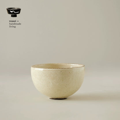 Handmade Hakeme Rice Bowl | Matte White Glaze, Ceramic