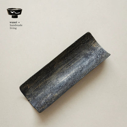Handmade Lacquered Tea Scoop, Wabi-Sabi Texture